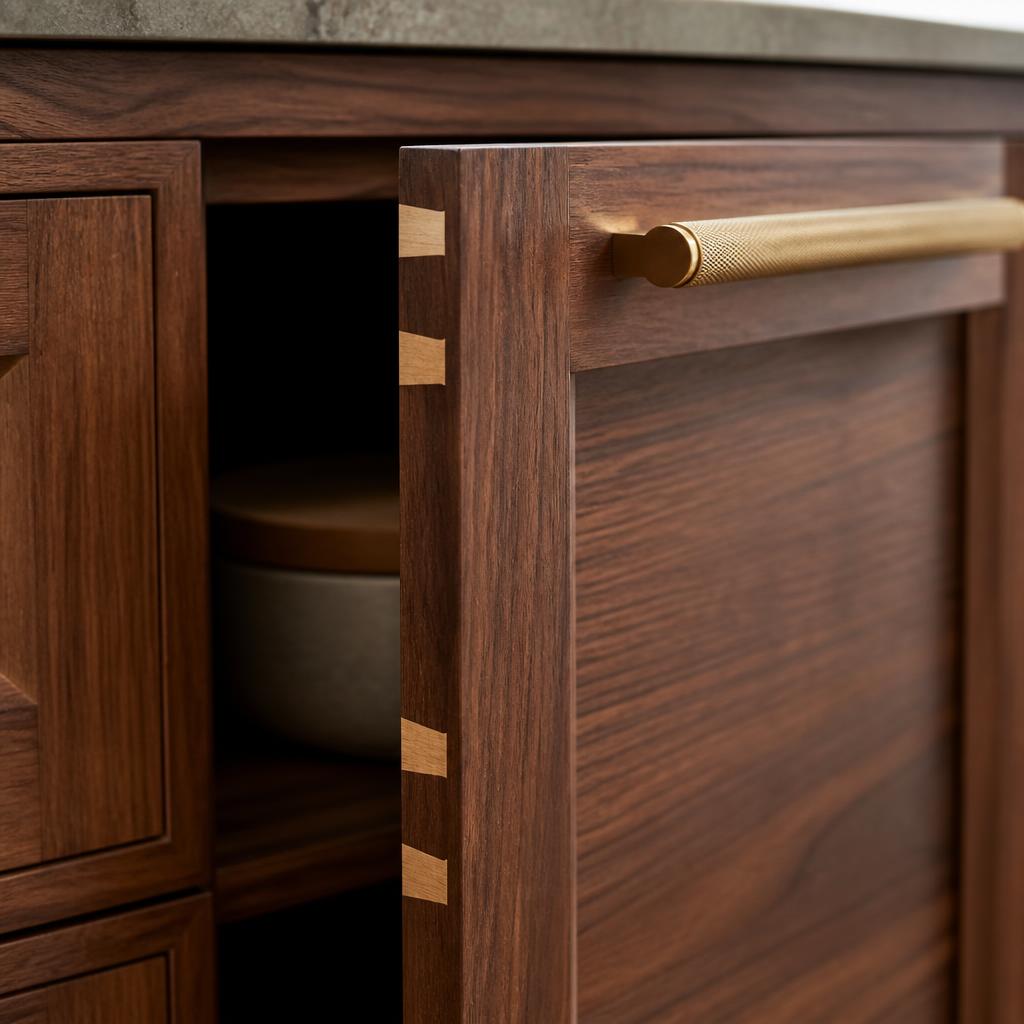 Walnut cabinet detail